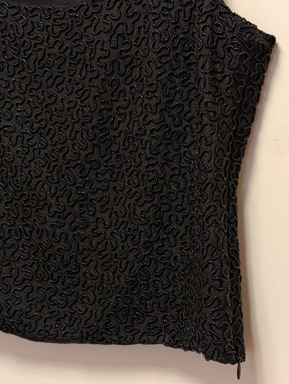 Vintage Burberrys' Black Silk Beaded Evening Shell Top Sleeveless 4P Luxury - Picture 7 of 15
